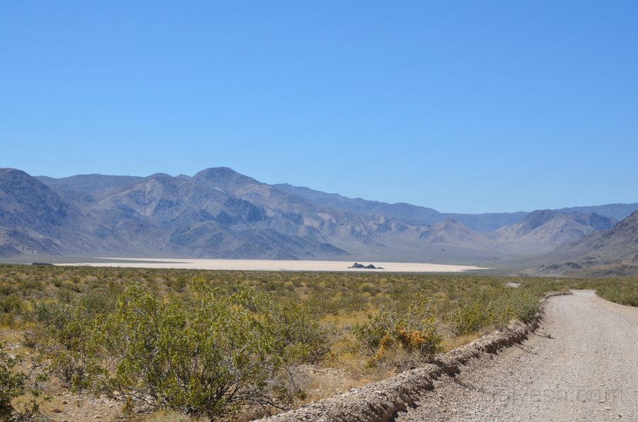 HJS_3921.JPG - Racetrack Playa in the distance - The Racetrack is a playa--a dry lakebed--best known for it’s strange moving rocks. 