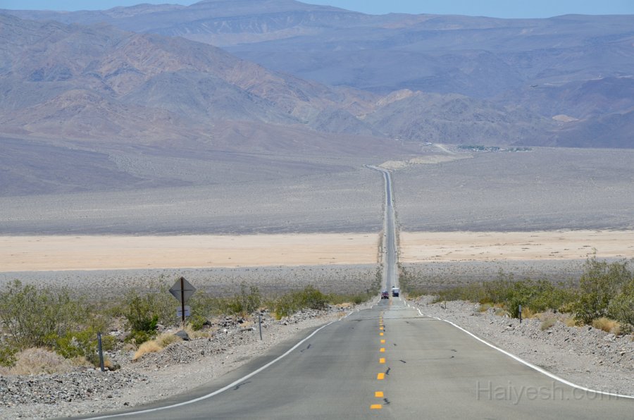 HJS_4500.JPG - From Furnace Creek to Panamint Springs - which you can see in the far distance. In the middle is the sand color is the dried up valley floor